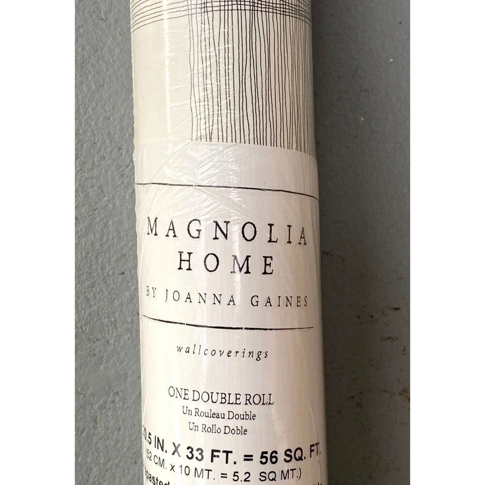 Magnolia Home Joanna Gaines Prepasted Wallpaper 56 sq ft Black White Plaid Check